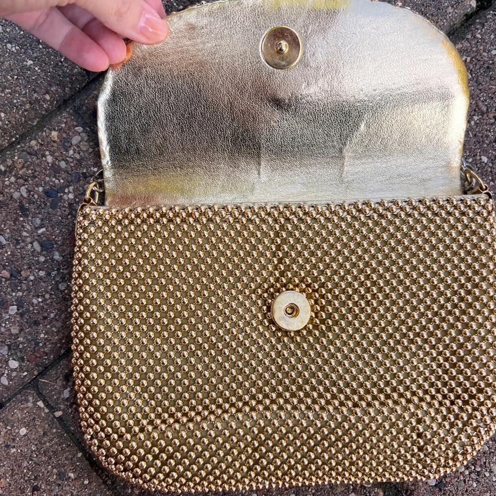 Bueno Gold Beaded Clutch with Chain Strap - Picture 9 of 11